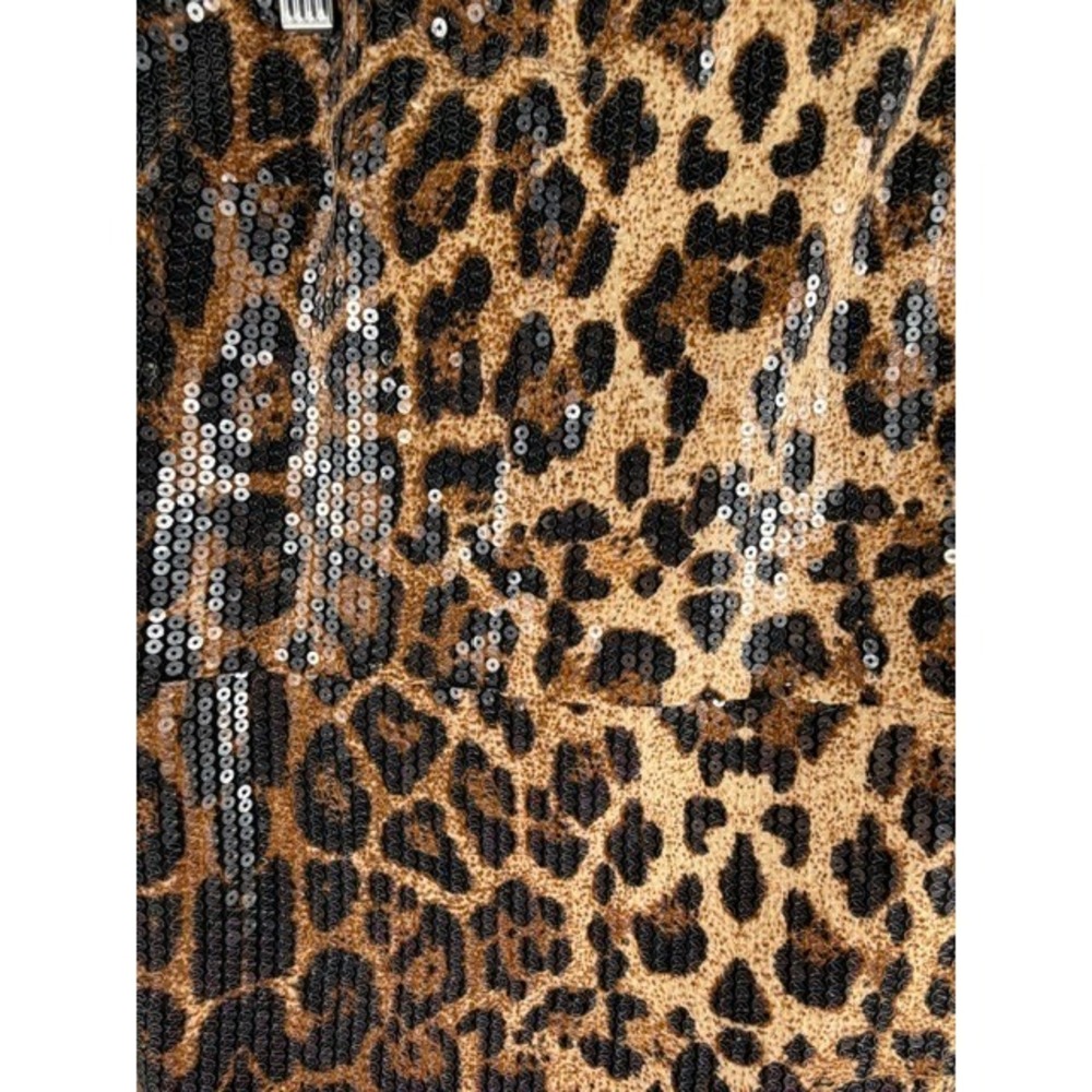 Sequin Leopard Print Tube Mini Dress Womens Large Strapless Party Y2K Clubwear - Picture 3 of 11